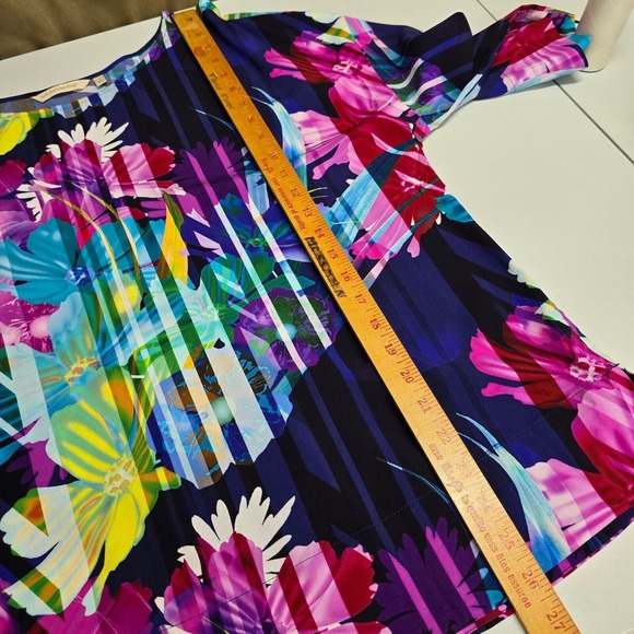 Soft Surroundings Mignon Top Womens Large Colorful Floral 3/4 Sleeve Tropical - Picture 9 of 11